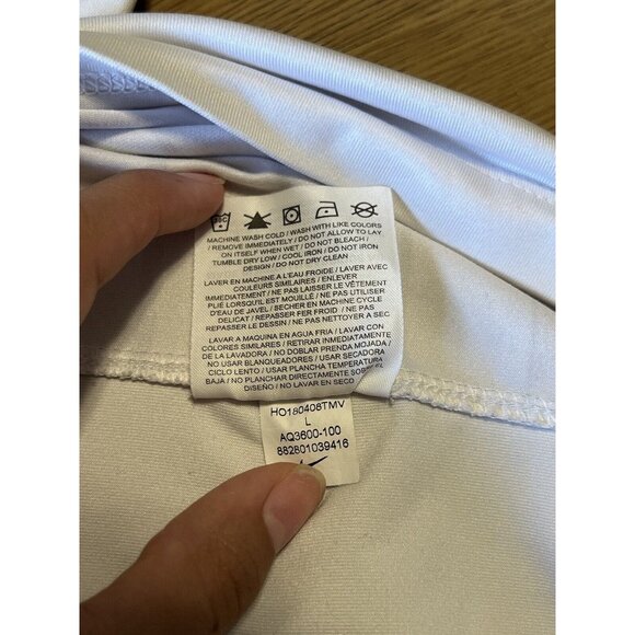 NIKE GOLF Size Large Dri-Fit White Brushed Gray Stripe Mens Polo Shirt Athletic - Picture 11 of 12